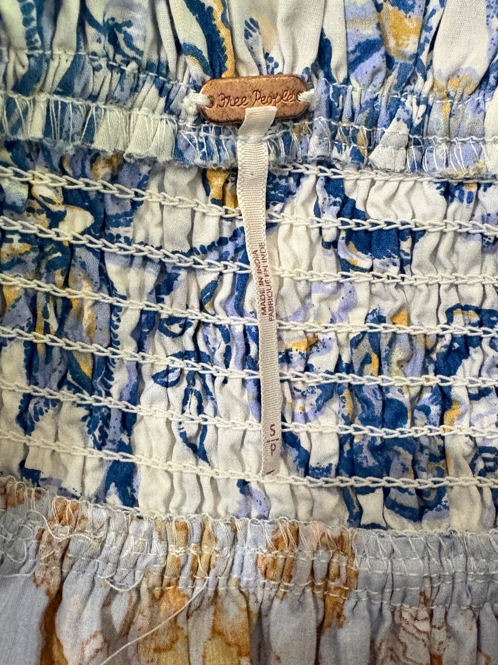 free people Bluebell White Floral Patchwork Cotton Poplin Smocked Maxi Dress S - Picture 5 of 11